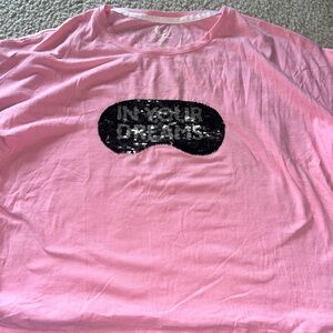Pj Couture Pink Sequin Pajama Top Sz L